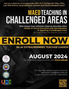 Application for MAEd major in Teaching in Challenged Areas is now open!