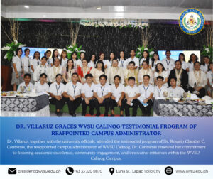 Dr. Villaruz graces WVSU Calinog testimonial program of reappointed campus administrator