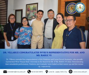 Dr. Villaruz congratulates WVSU reps for Mr. and Ms. RASUC VI