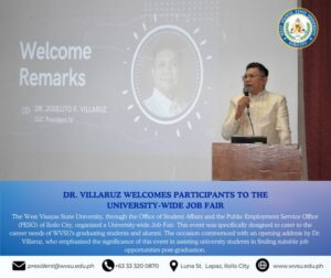 Dr. Villaruz welcomes participants to the university-wide job fair