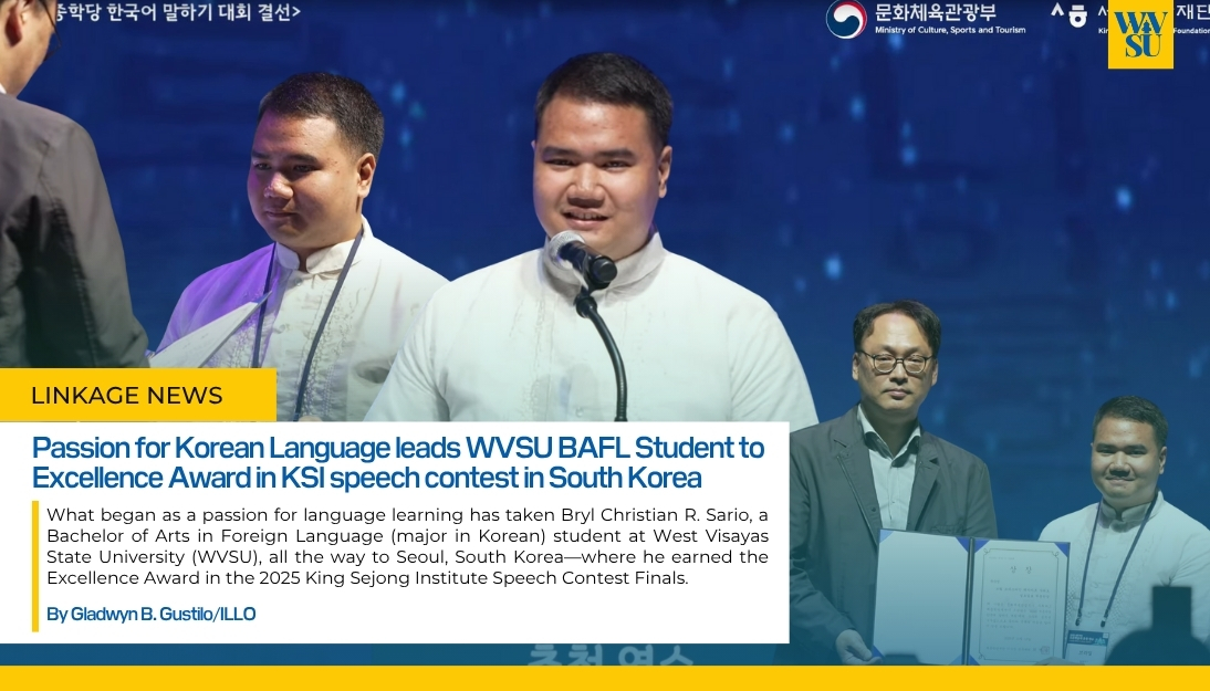 Passion for Korean Language leads WVSU BAFL Student to Excellence Award in KSI speech contest in South Korea
