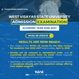 WVSU Admission Examination Results Update and Filing Periods for Academic Year 2026-2027